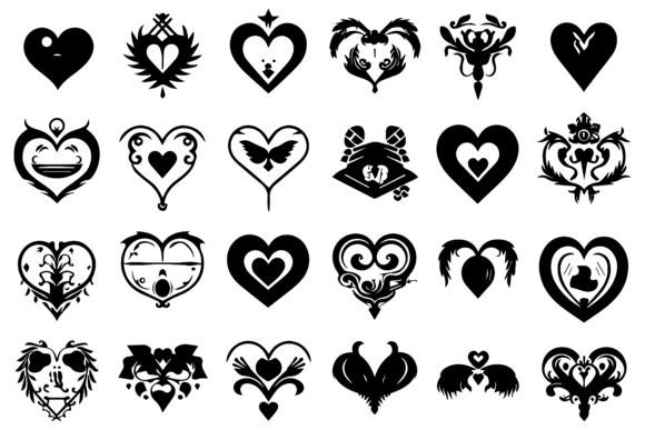 Download Black Silhouette Heart Set - Set Collection