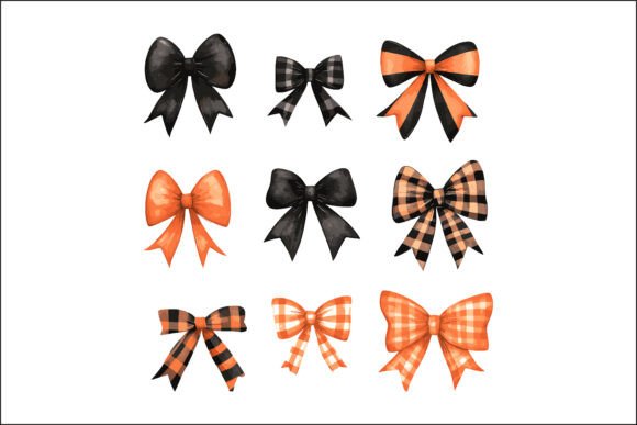 Download Set of Isolated Orange Halloween Bows. - Set Collection
