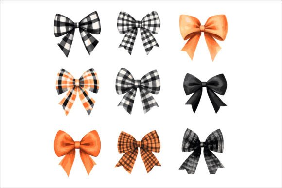 Download Set of Isolated Orange Halloween Bows. - Set Collection
