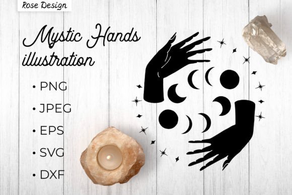 Download Mystic Witchy Hands &amp; Moon Phases SVG - Moon phases svg Collection