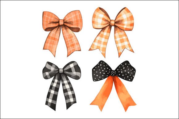 Download Set of Isolated Orange Halloween Bows. - Set Collection