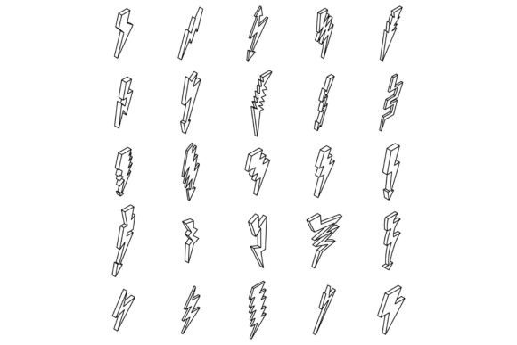Download Lightning Bolt Icons Set Vector Outine - Set Collection