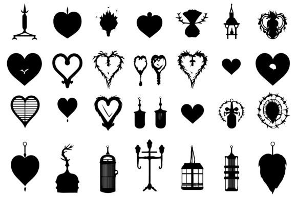 Download Black Silhouette Heart Set - Set Collection