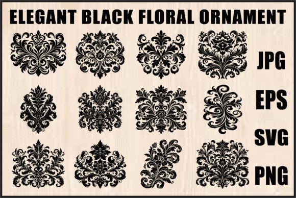 Download Elegant Black Floral Set - Set Collection