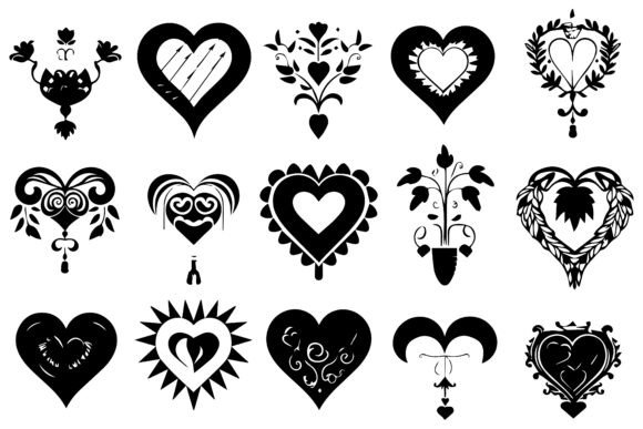 Download Set of Black Hearts Icons Bundle - Set Collection