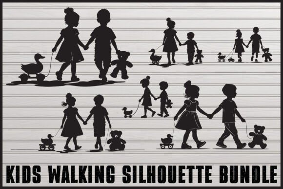 Download Kids Holding Hands Silhouette Set - Set Collection
