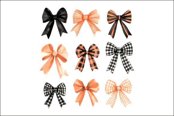 Download Set of Isolated Orange Halloween Bows. - Set Collection