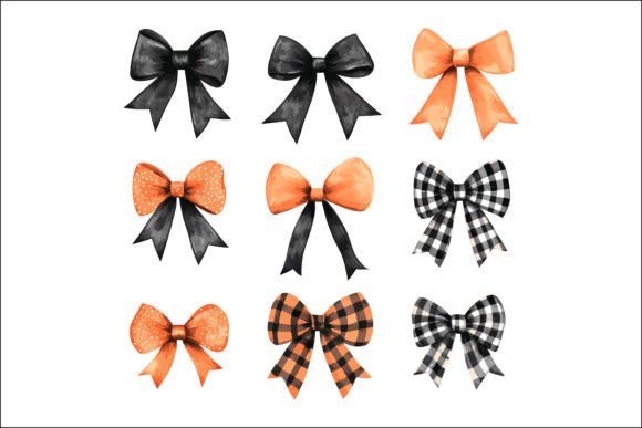 Download Set of Isolated Orange Halloween Bows. - Set Collection