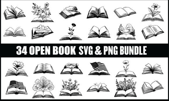 Download Open Book SVG Bundle, Reading Book PNG - Book svg Collection