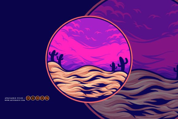 Download Dazzling Desert Sunset Landscape SVG - Set Collection