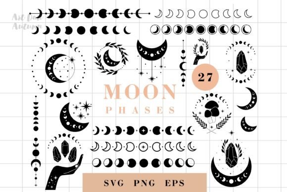 Download Moon Phases SVG Designs, Celestial Svg - Moon phases svg Collection