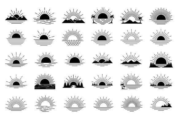 Download Sunset Landscape SVG Bundle - Set Collection