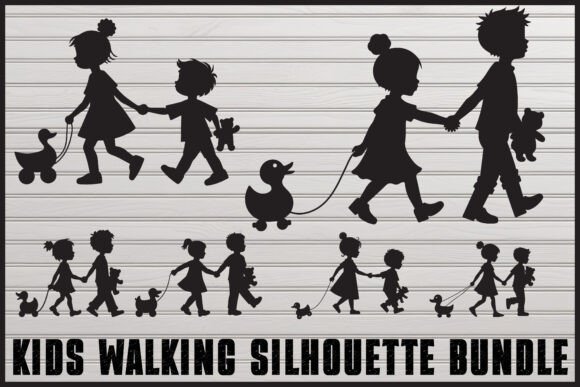 Download Kids Holding Hands Silhouette Set - Set Collection