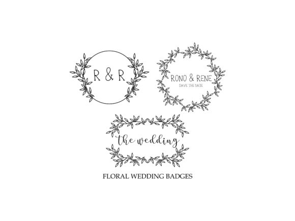 Download Floral Wedding Badge Black Set - Set Collection