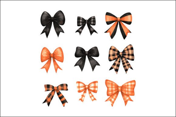 Download Set of Isolated Orange Halloween Bows. - Set Collection