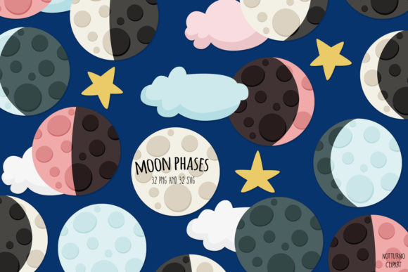 Download Moon Phases SVG Clipart | Set of 32 - Set Collection