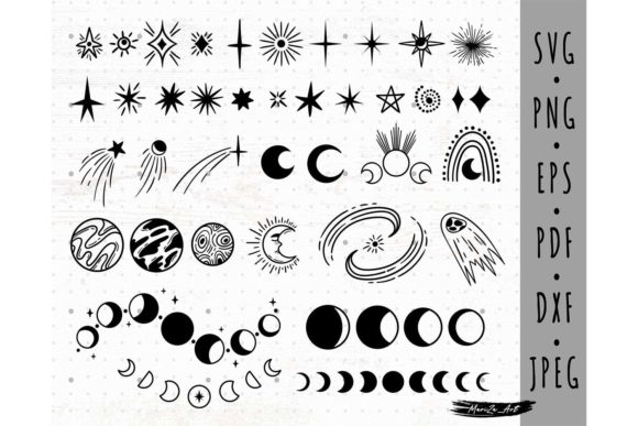 Download Stars and Planets, Moon Phases SVG Bundl - Moon phases svg Collection