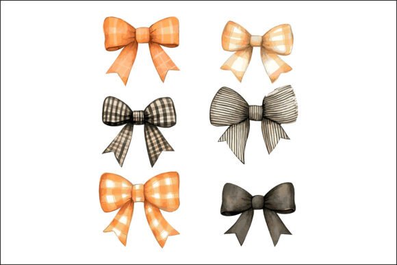 Download Set of Isolated Orange Halloween Bows. - Set Collection