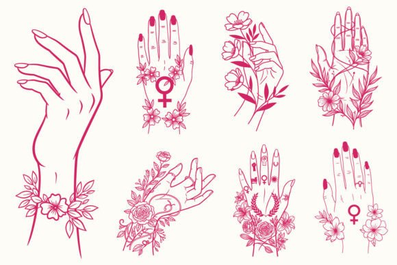 Download Women’s Day Floral Feminine Hand SVG Set - Set Collection