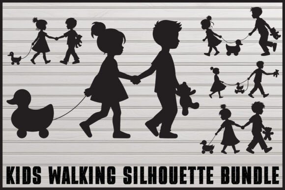 Download Kids Holding Hands Silhouette Set - Set Collection