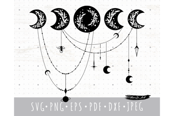 Download Floral Boho Moon Phases SVG PNG Files - Files Collection