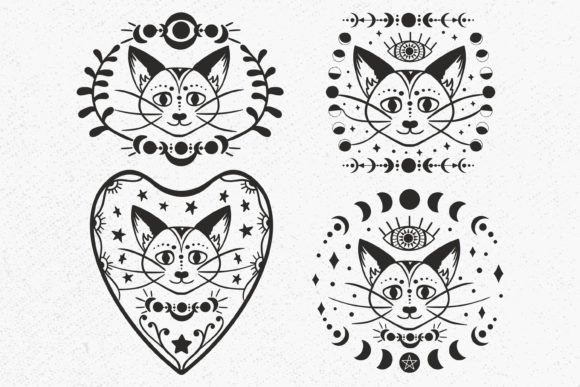Download Cat and Moon Phases SVG, Boho Cat Bundle - Moon phases svg Collection