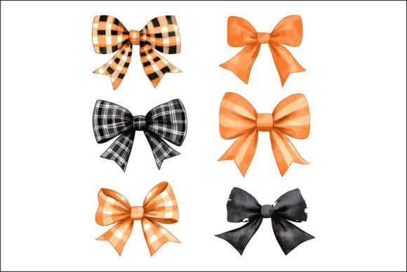 Download Set of Isolated Orange Halloween Bows. - Set Collection