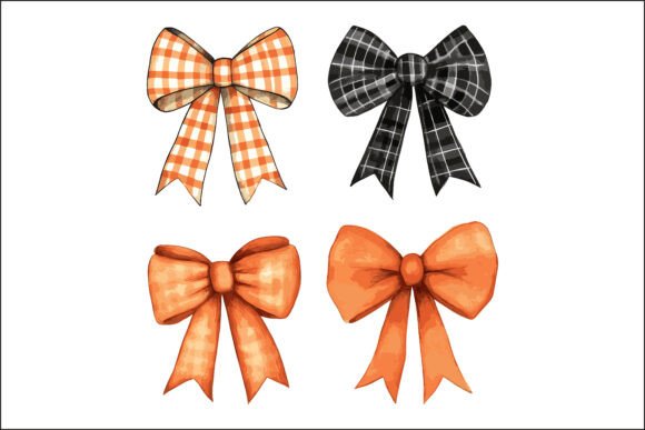 Download Set of Isolated Orange Halloween Bows. - Set Collection