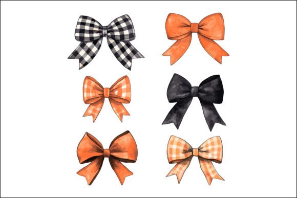 Download Set of Isolated Orange Halloween Bows. - Set Collection
