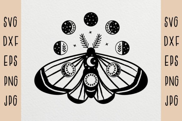 Download Boho Moth Svg, Moon Phases Svg - Premium Resources