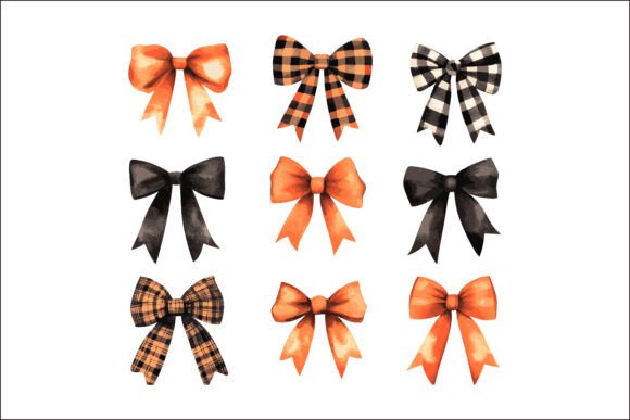 Download Set of Isolated Orange Halloween Bows . - Set Collection
