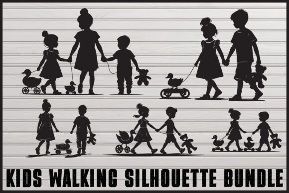 Download Kids Holding Hands Silhouette Set - Set Collection