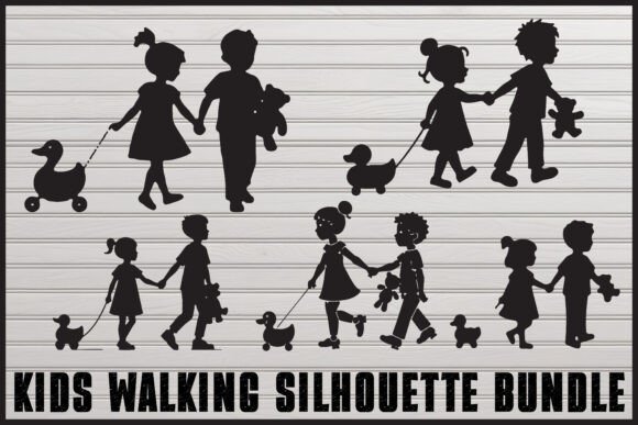 Download Kids Holding Hands Silhouette Set - Set Collection