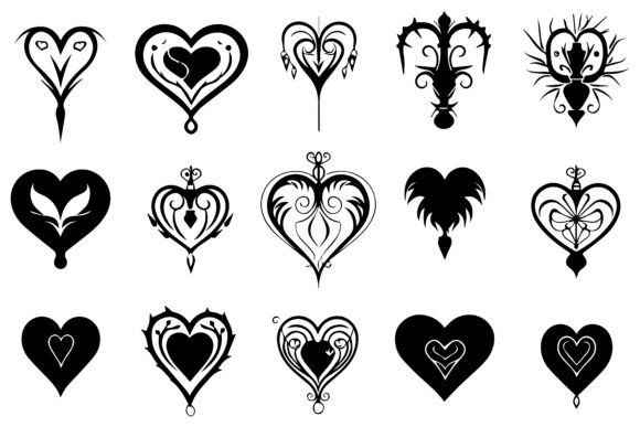 Download Set of Black Hearts Icons Bundle - Set Collection