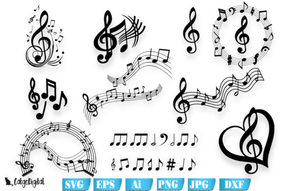 Download Music Notes Silhouettes SVG Files - Files Collection