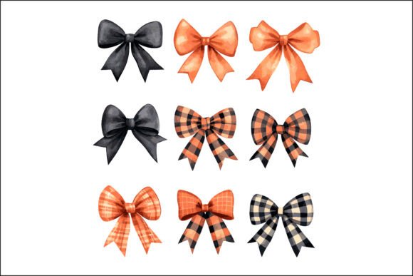 Download Set of Isolated Orange Halloween Bows. - Set Collection