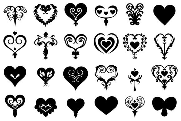 Download Set of Black Hearts Icons Bundle - Set Collection